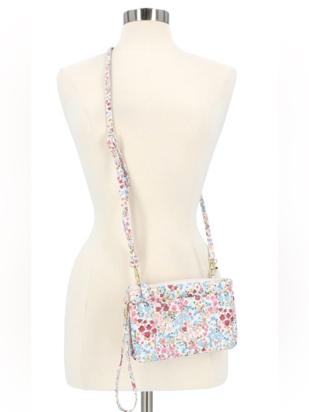 Mundi~ Floral Crossbody Bag - Pink Blue Multi RFID Protection